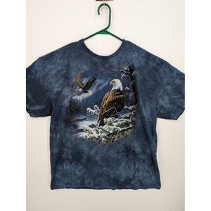 The Mountain Men's Blue Tie Dye American Bald Eagle Tee Shirt, 2XL, EXCELLENT!